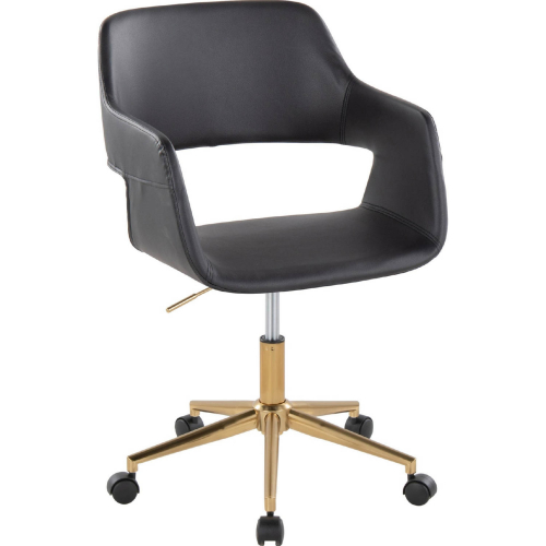 Margarite Office Task Chair in Gold & Black Leatherette